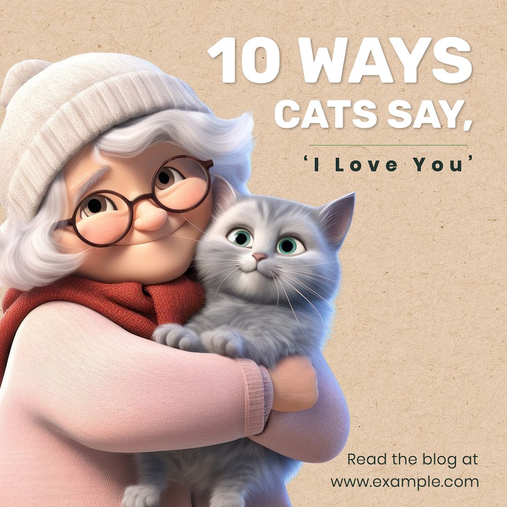 Cat lovers Instagram post template, editable text