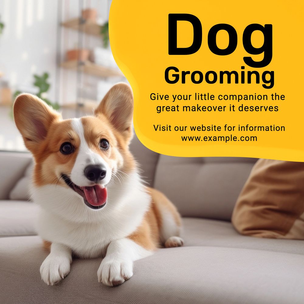 Dog grooming Instagram post template, editable text