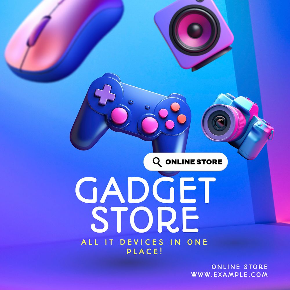 Gadget store Instagram post template, editable text