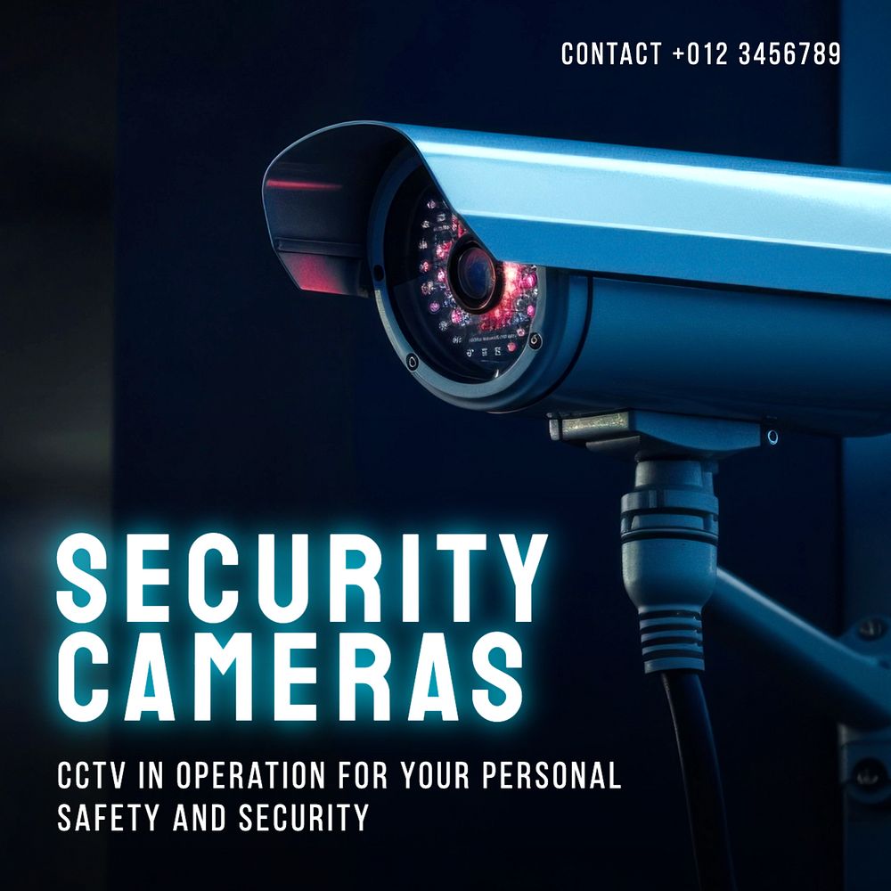 Security cameras Instagram post template, editable text