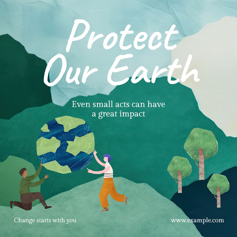 Protect our earth Instagram post template, editable text