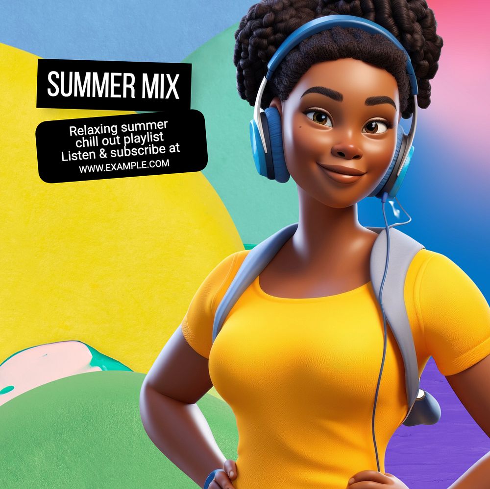 Summer mix Instagram post template, editable text