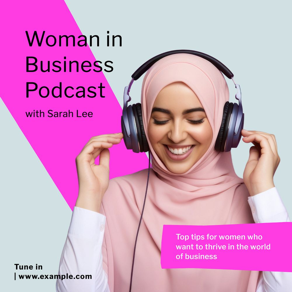 Businesswoman podcast Instagram post template, editable text