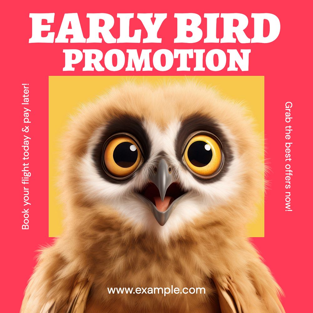 Flight promotion Instagram post template, editable text