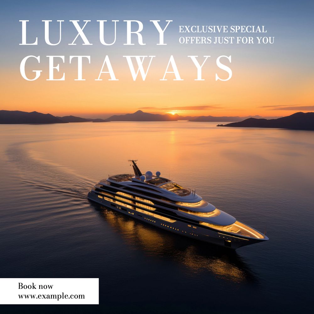 Luxury getaway Instagram post template, editable text