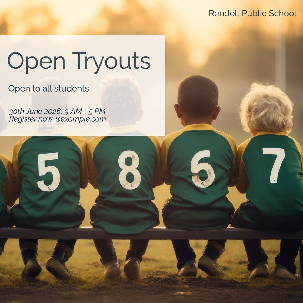 Open tryouts Instagram post template, editable text