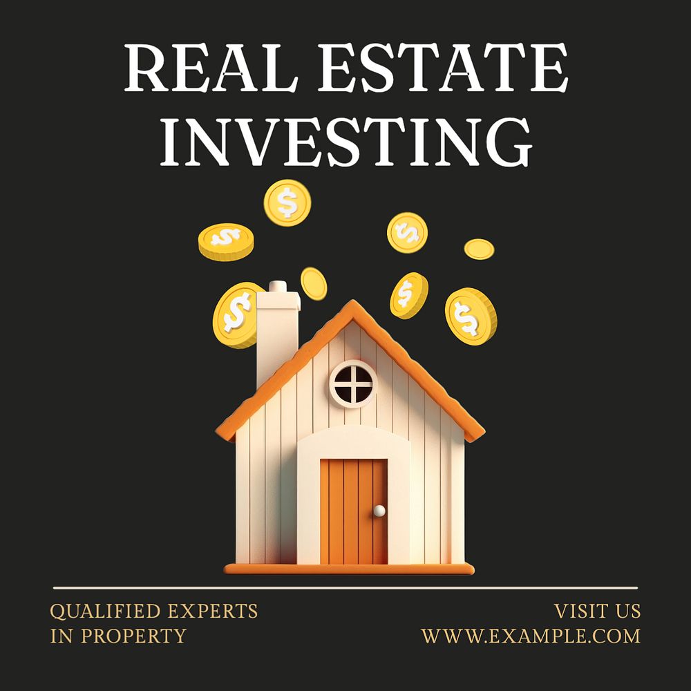 Real estate investing Instagram post template, editable text