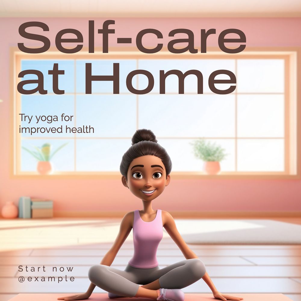 Home self care Instagram post template, editable text