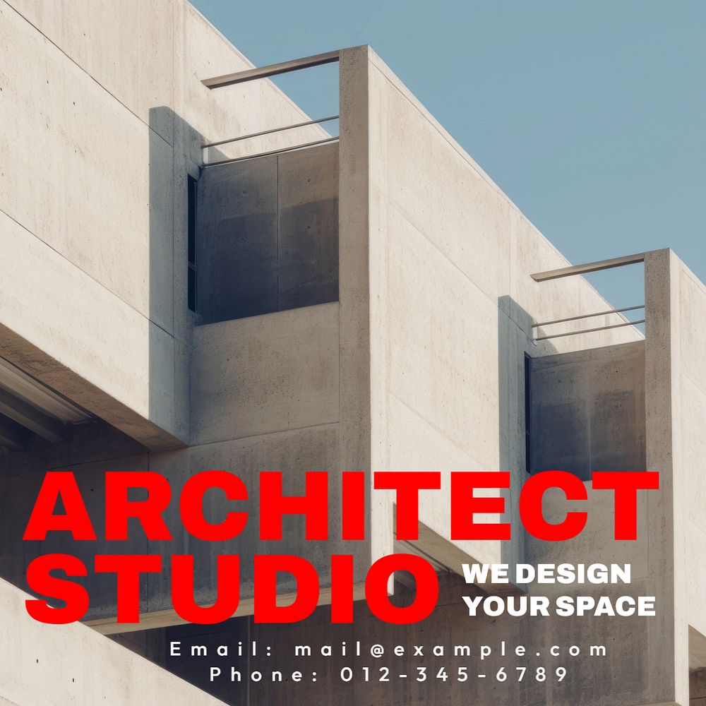 Architect studio Instagram post template, editable text