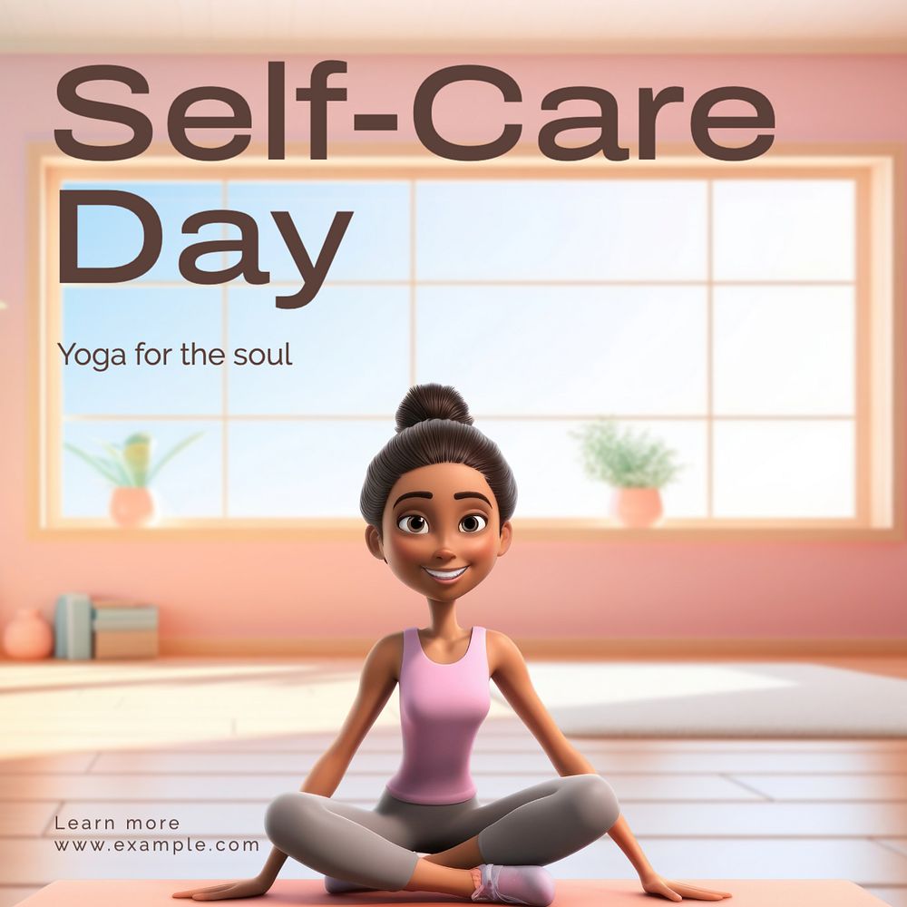 Self-care day Instagram post template, editable text