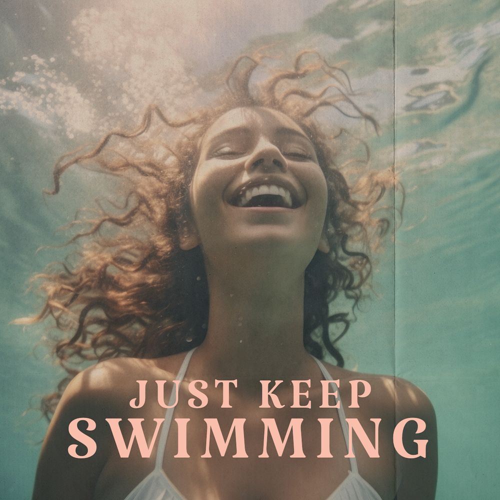 Keep swimming Instagram post template, editable text