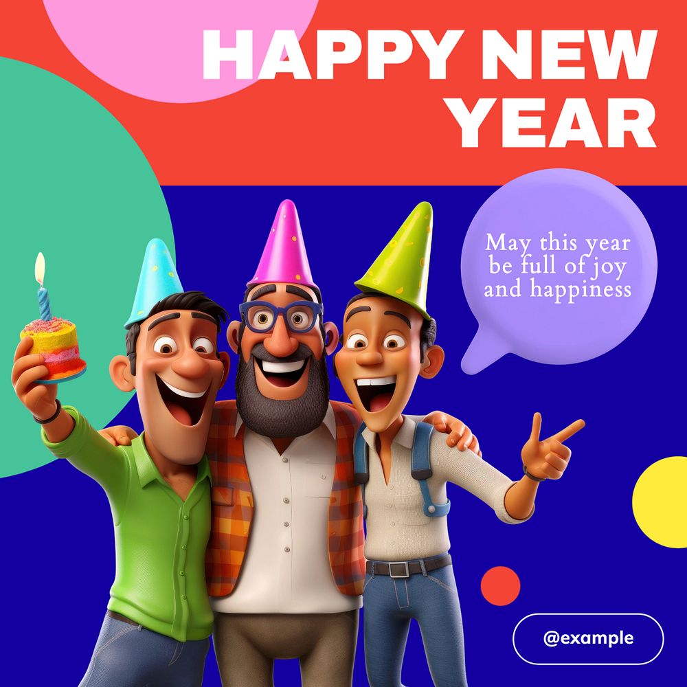 Happy New Year Instagram post template, editable text