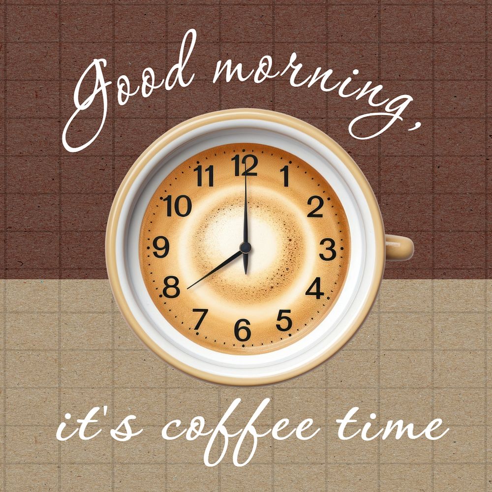 Coffee time morning Instagram post template, editable text