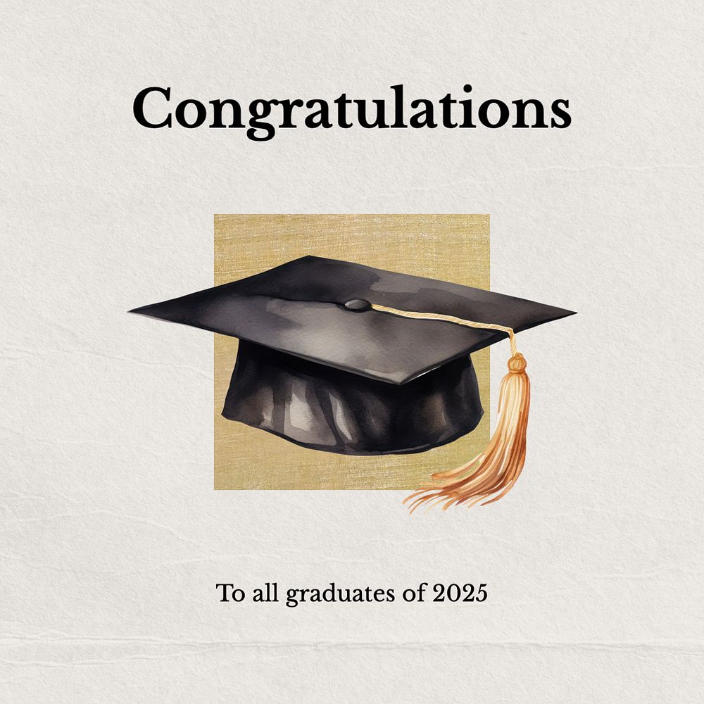 Graduation message Instagram post template, editable text