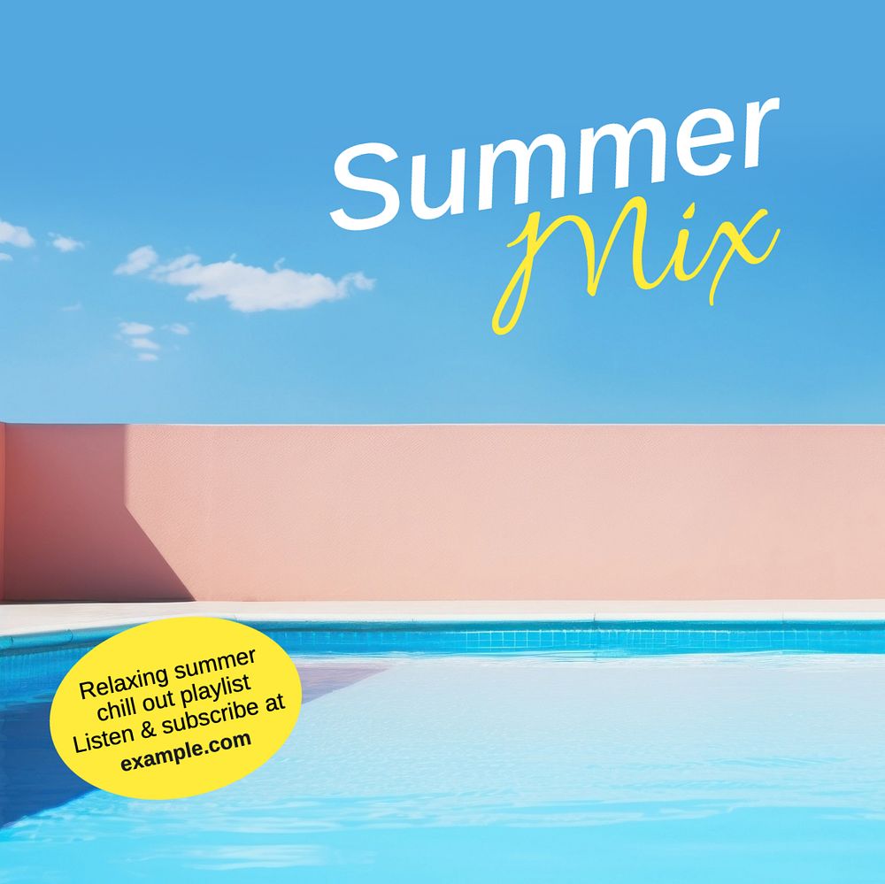 Summer mix Instagram post template, editable text