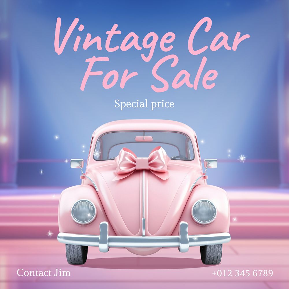 Vintage car sale Instagram post template, editable text