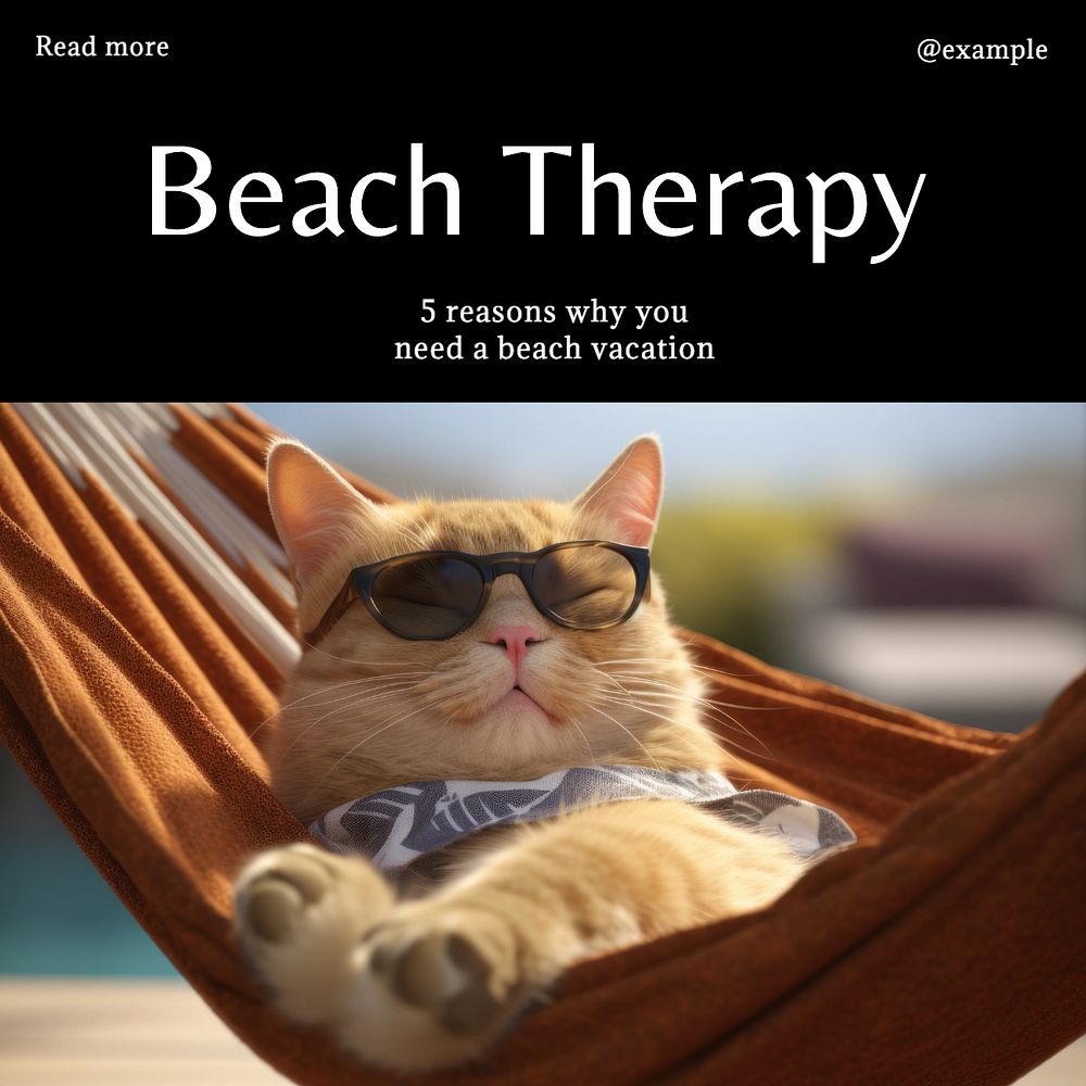 Beach therapy Instagram post template, editable text