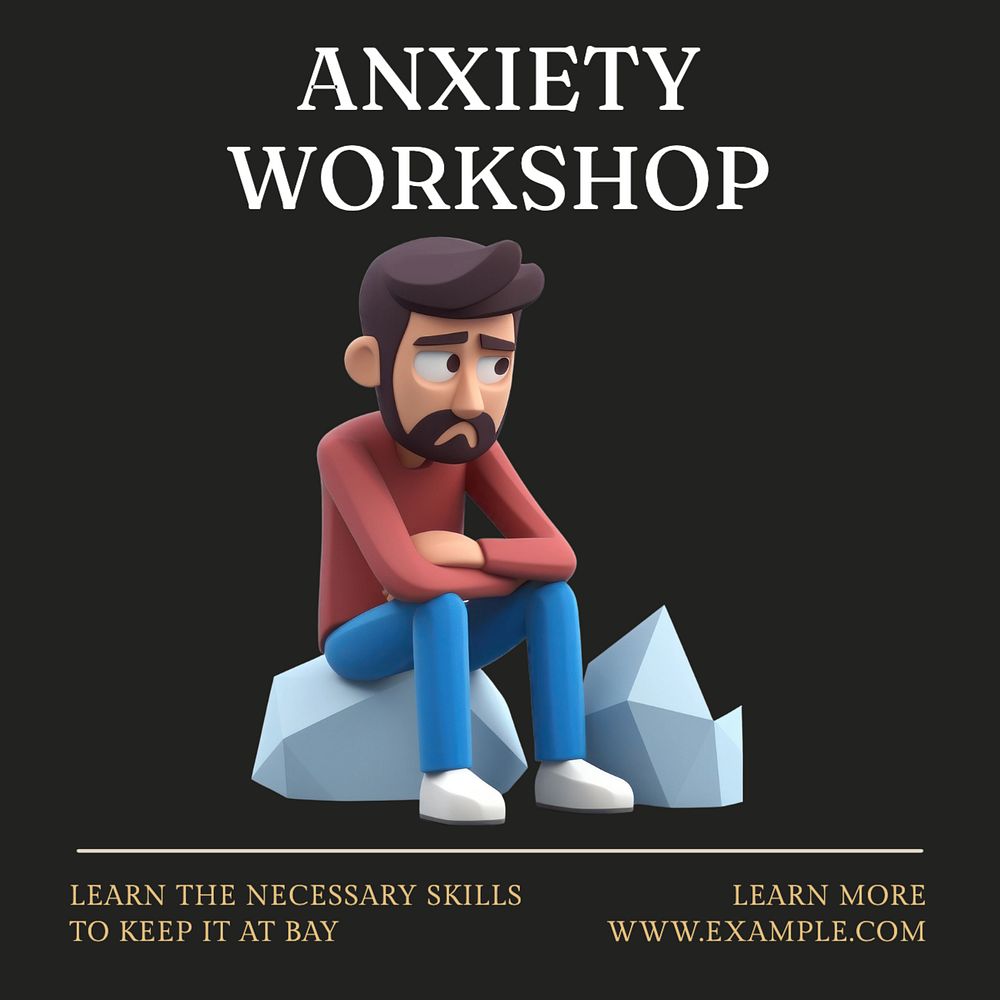 Anxiety workshop Instagram post template, editable text