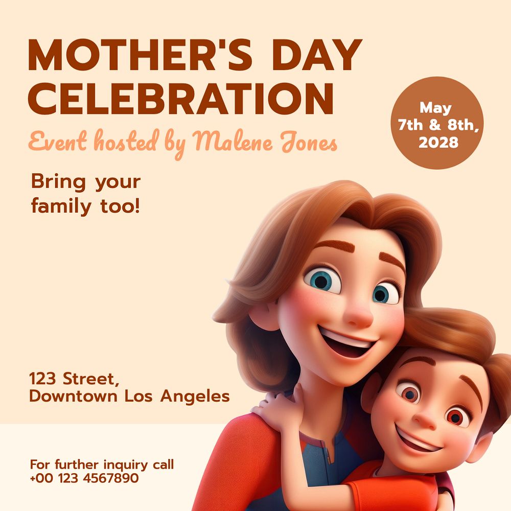 Mother's day event Instagram post template, editable text