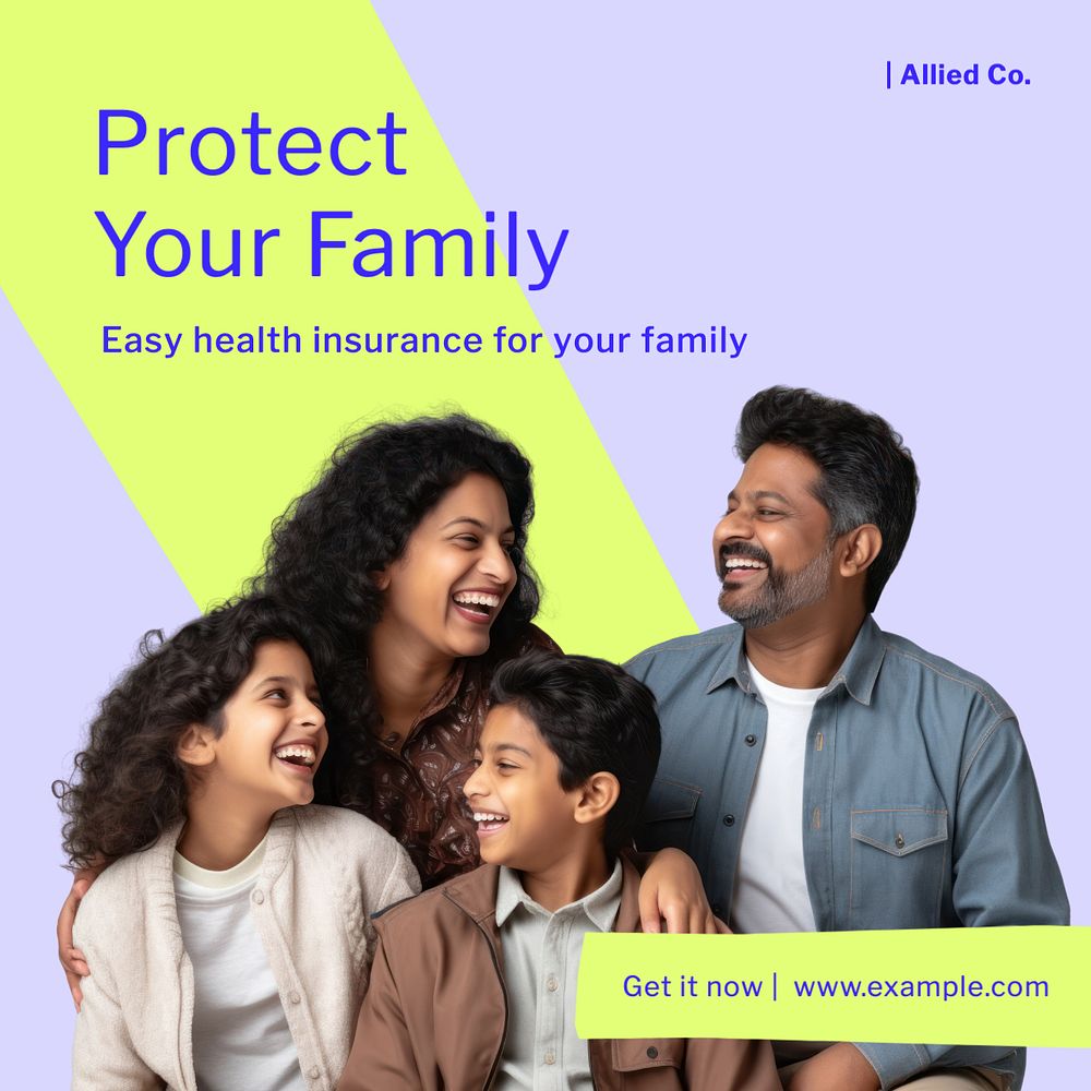 Family insurance Instagram post template, editable text