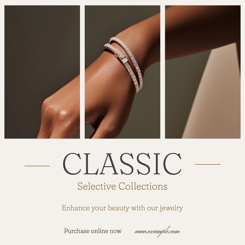 Jewelry collection Instagram post template, editable text