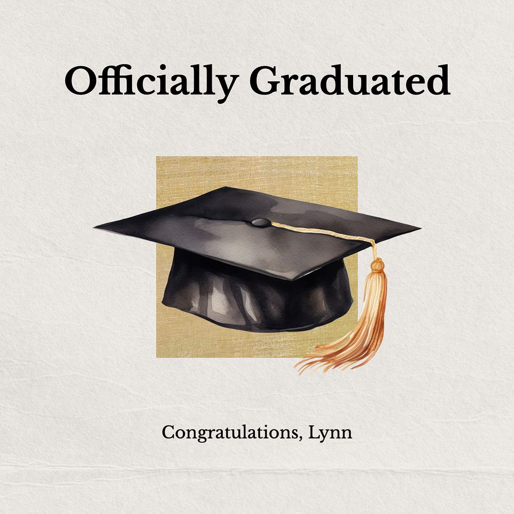 Officially graduated Instagram post template, editable text