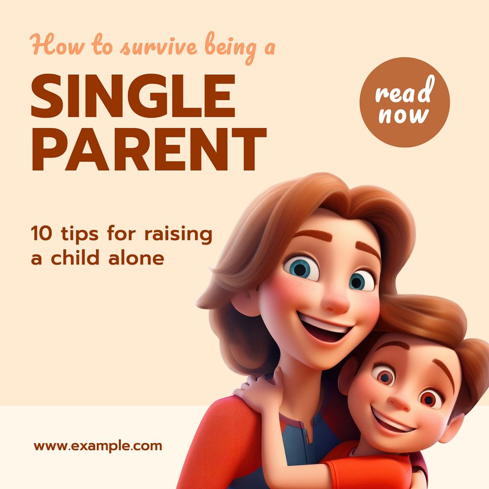 Single parent tips Instagram post template, editable text