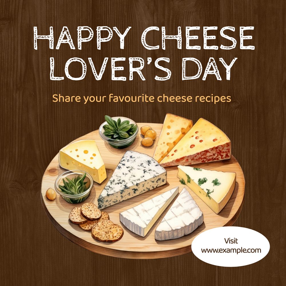 Cheese lover's day Instagram post template, editable text