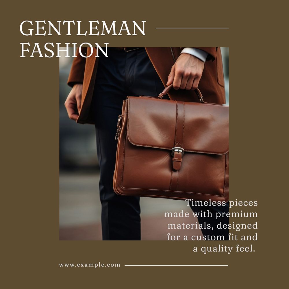 Gentleman fashion Instagram post template, editable text