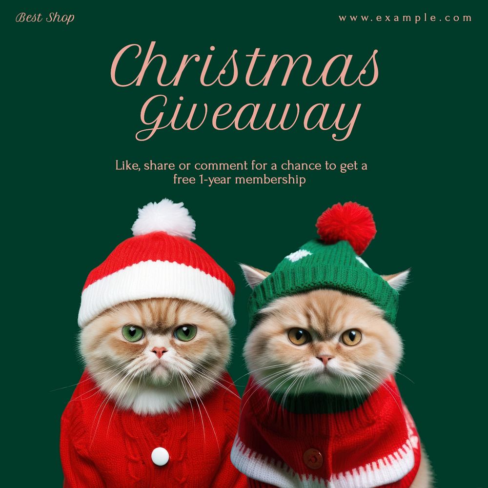 Christmas giveaway Instagram post template, editable text