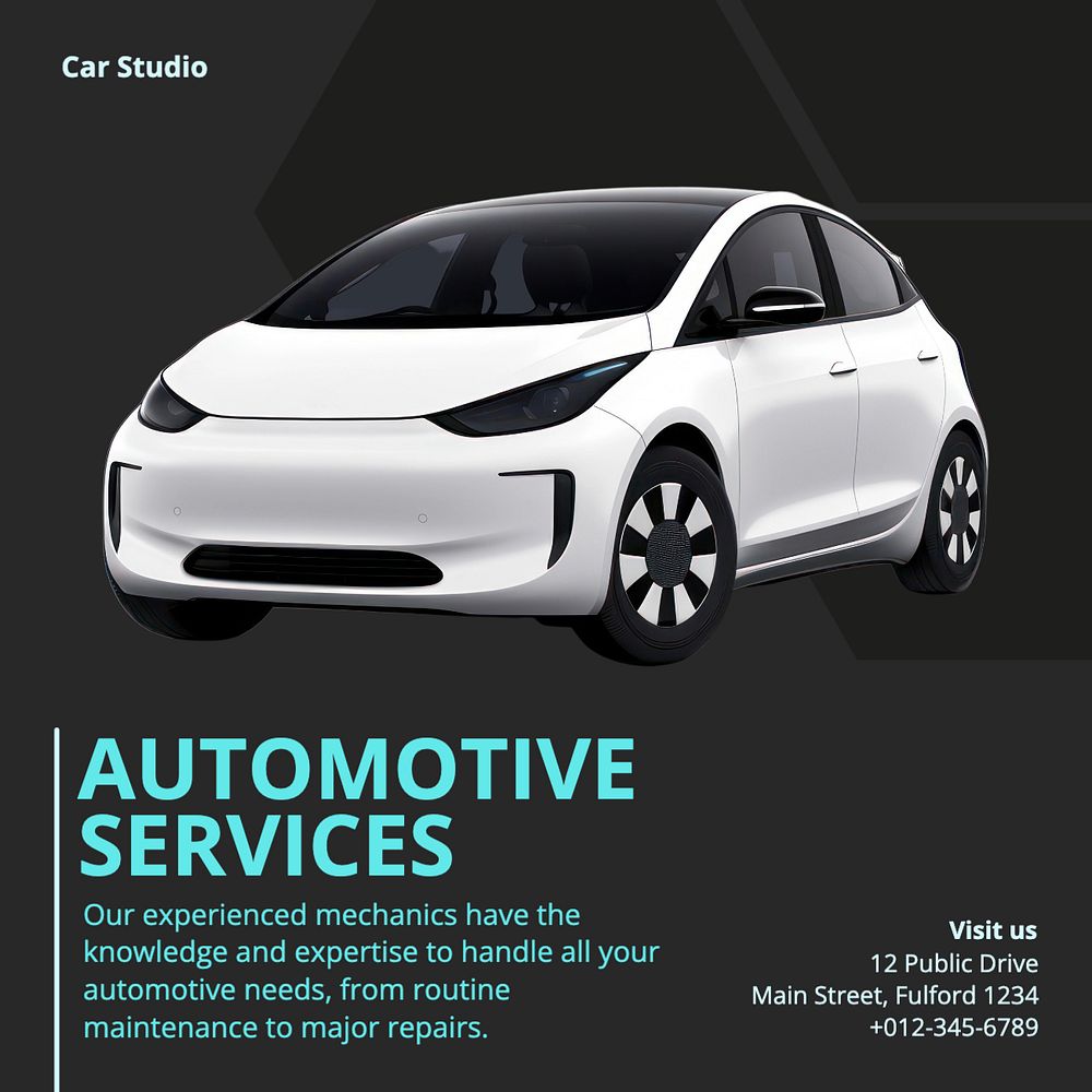 Auto services Instagram post template, editable text