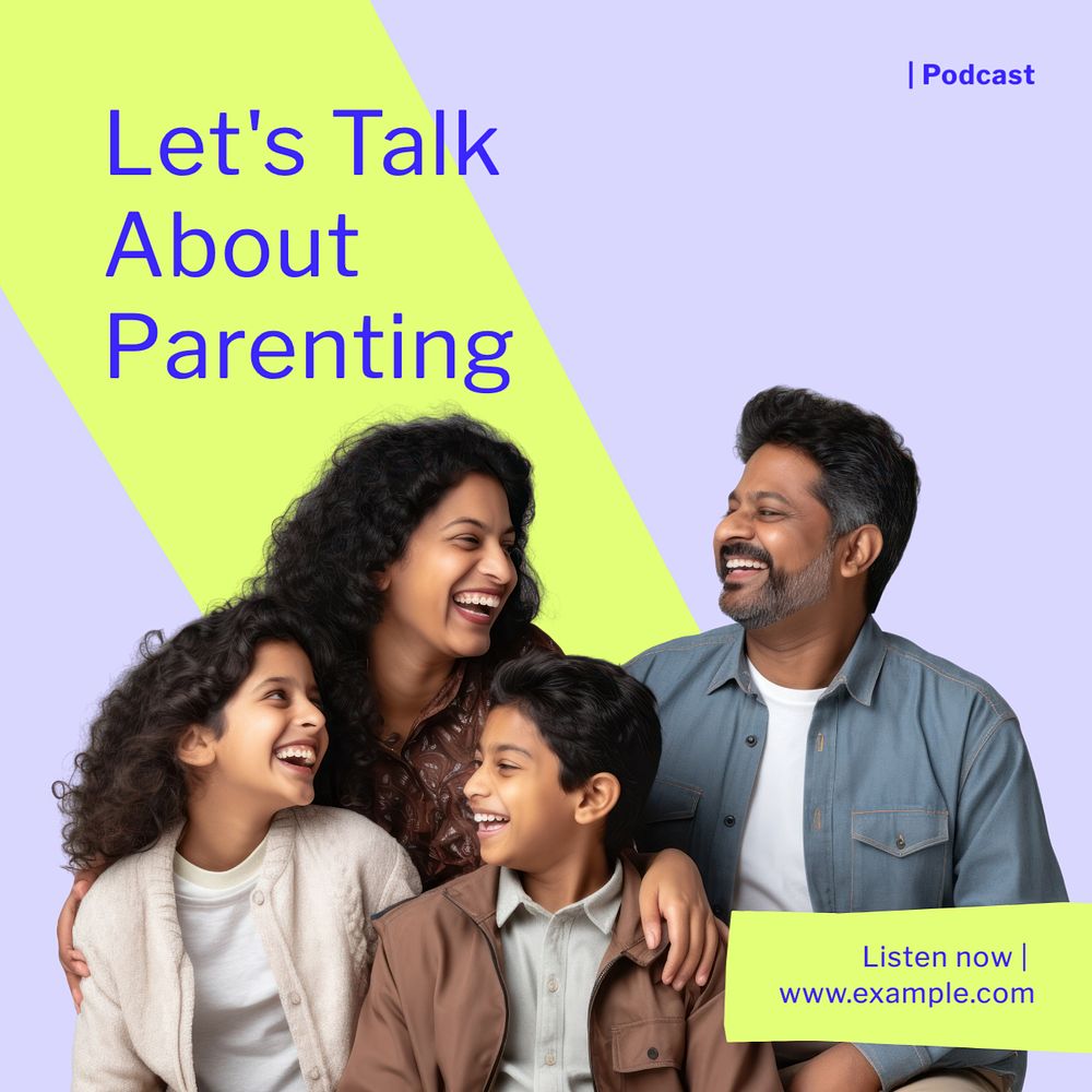 Parenting podcast Instagram post template, editable text