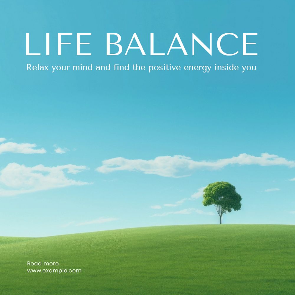 Life balance Instagram post template, editable text