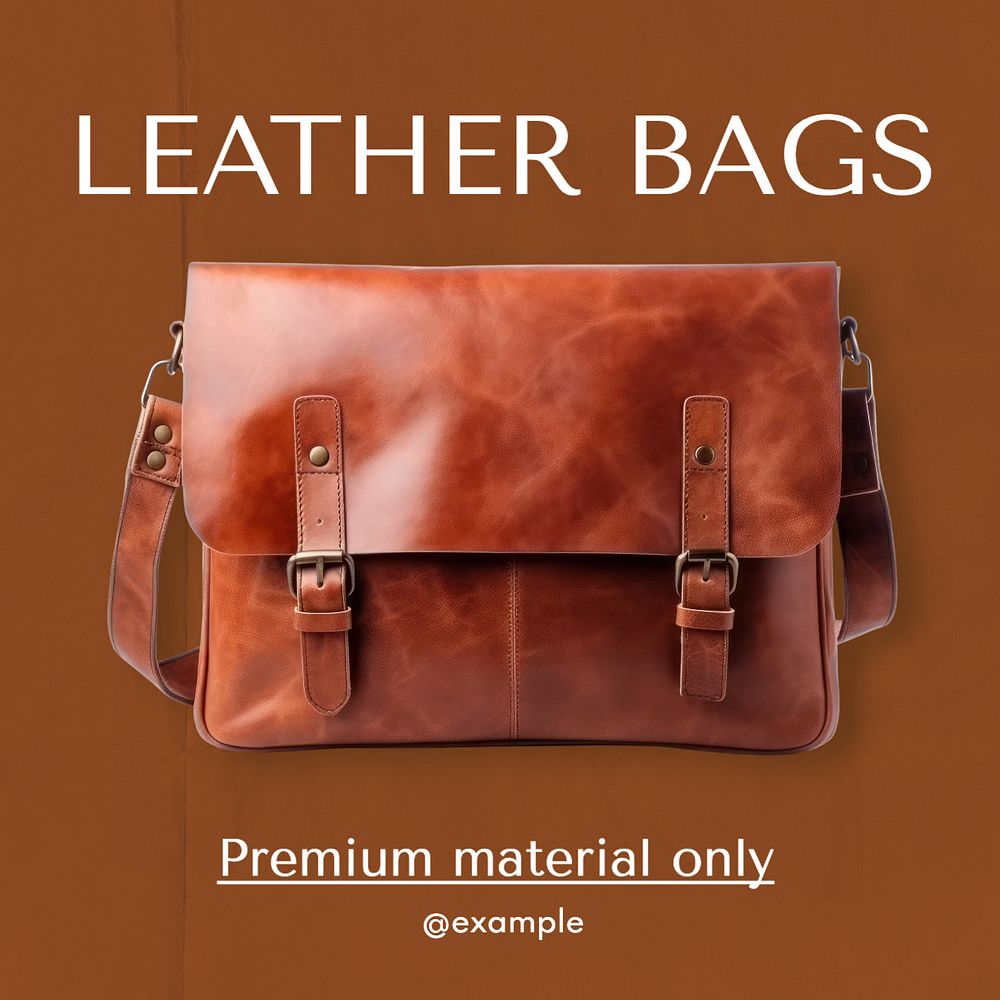 Leather bags Instagram post template, editable text