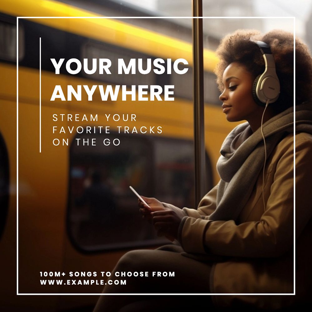 Your music anywhere Instagram post template, editable text