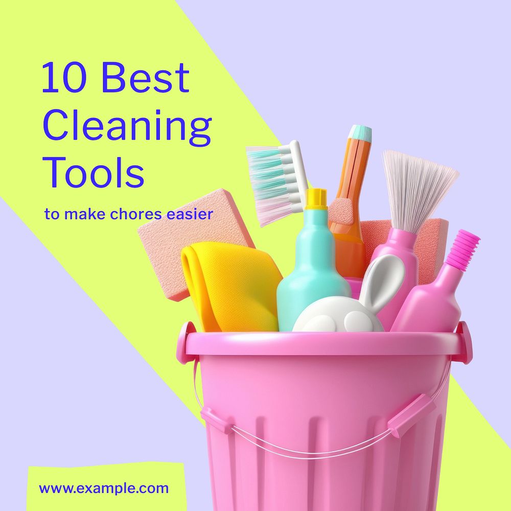 Best cleaning tools Instagram post template, editable text