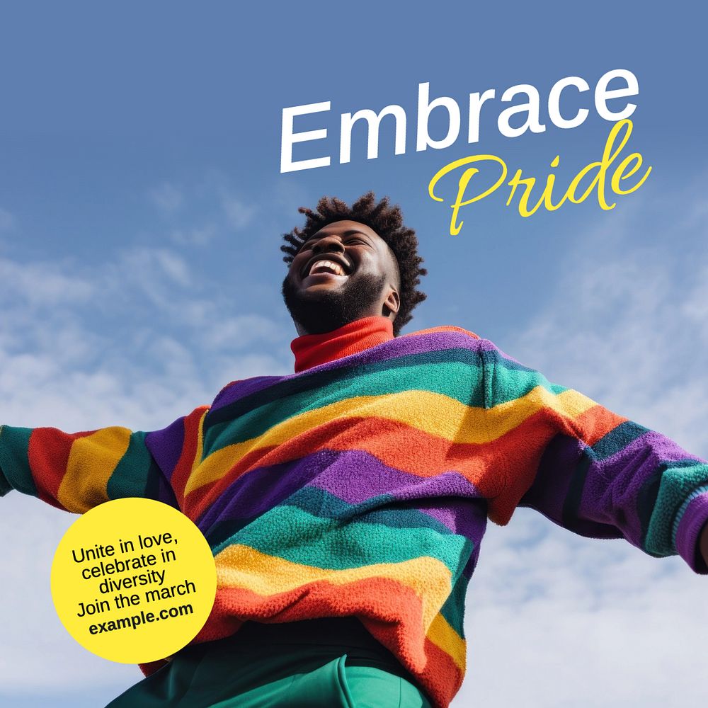 Embrace pride march Instagram post template, editable text