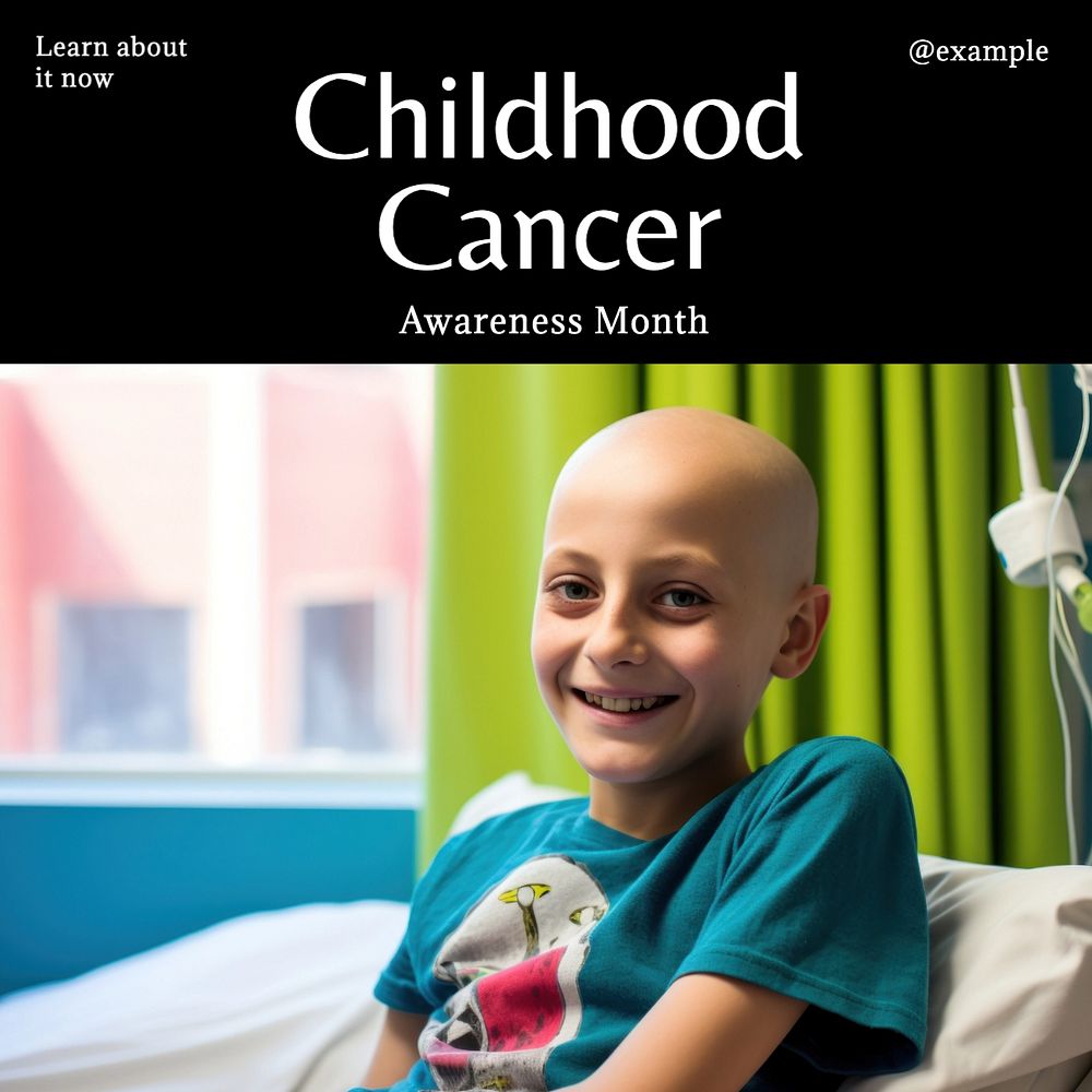 Childhood cancer month Instagram post template, editable text