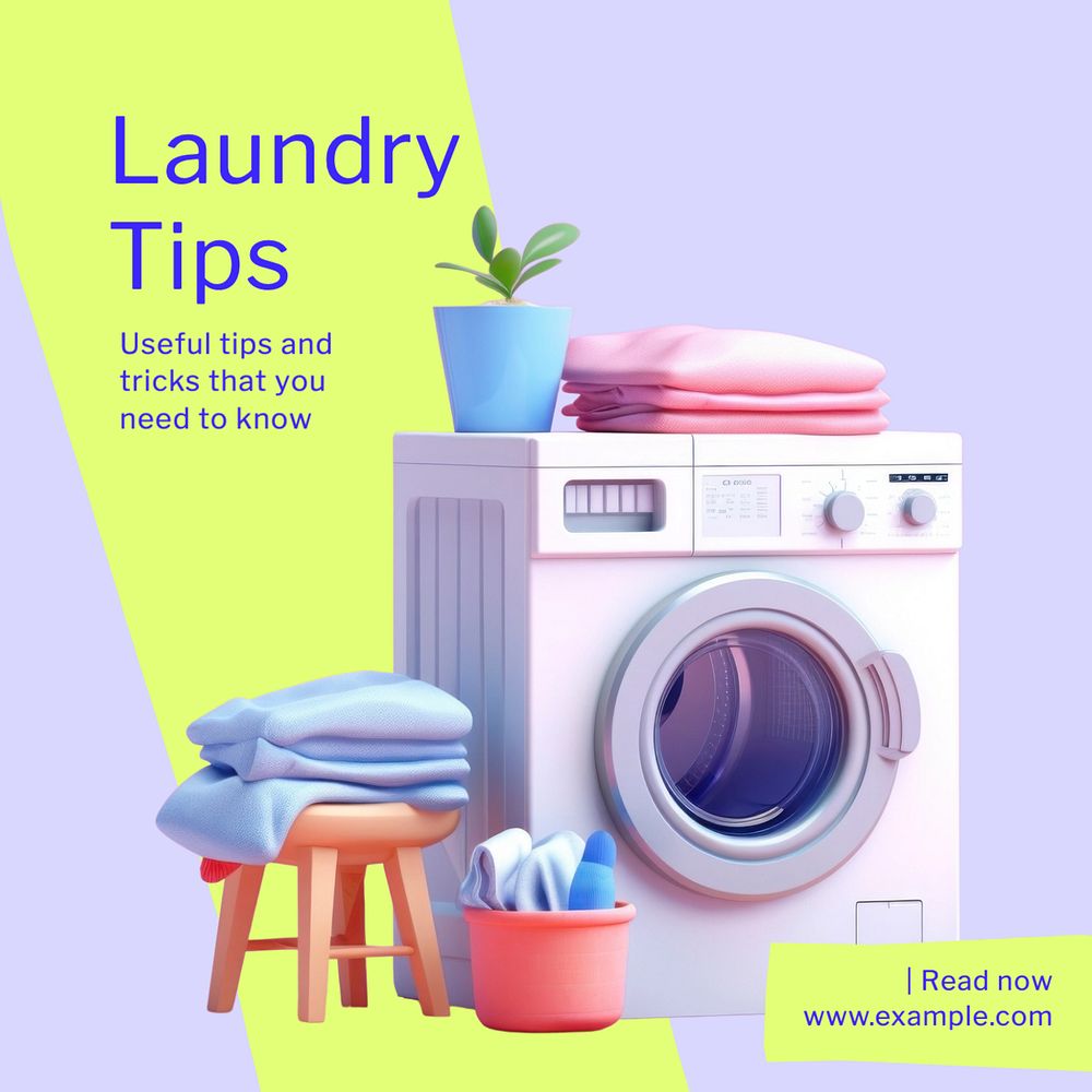 Laundry tips Instagram post template, editable text