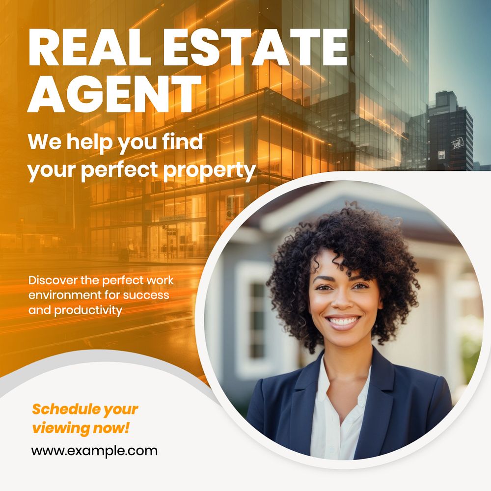 Real estate agent Instagram post template, editable text