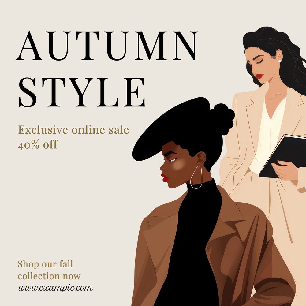 Autumn style Instagram post template, editable text