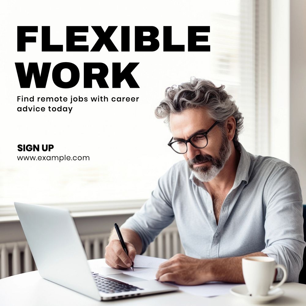 Flexible work Instagram post template, editable text