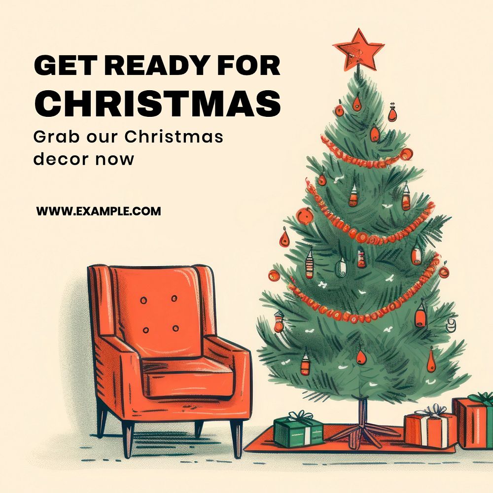 Christmas decor Instagram post template, editable text