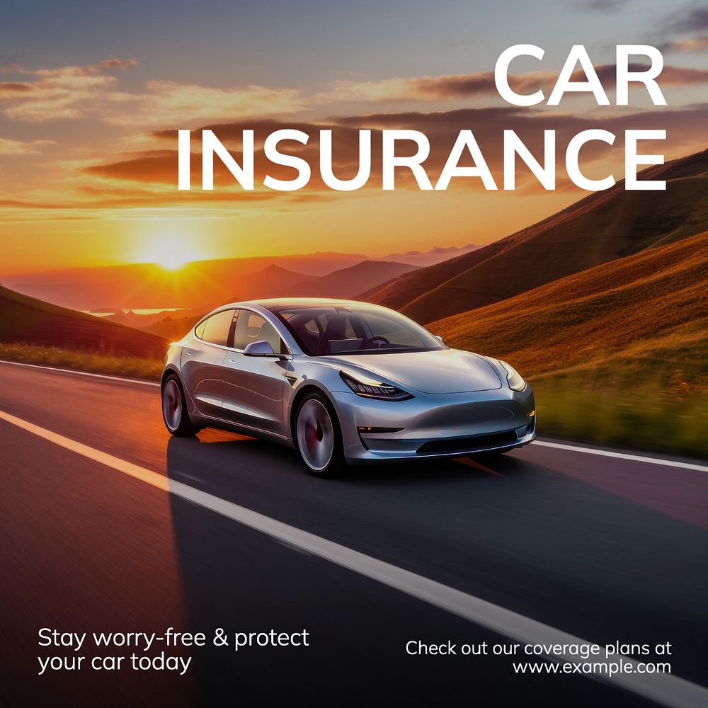 Car insurance Instagram post template, editable text