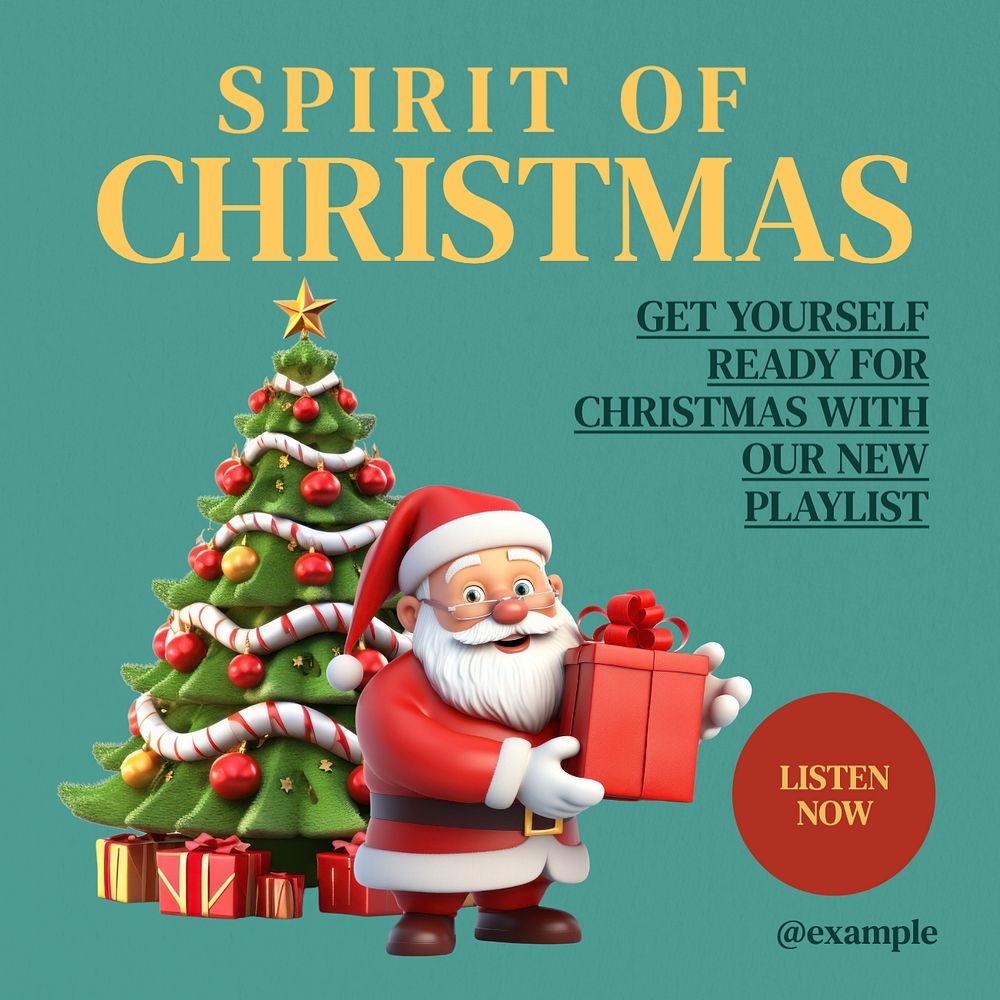 Christmas spirit music Instagram post template, editable text