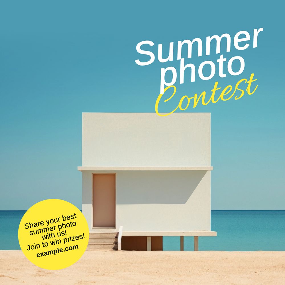 Summer photo contest Instagram post template, editable text