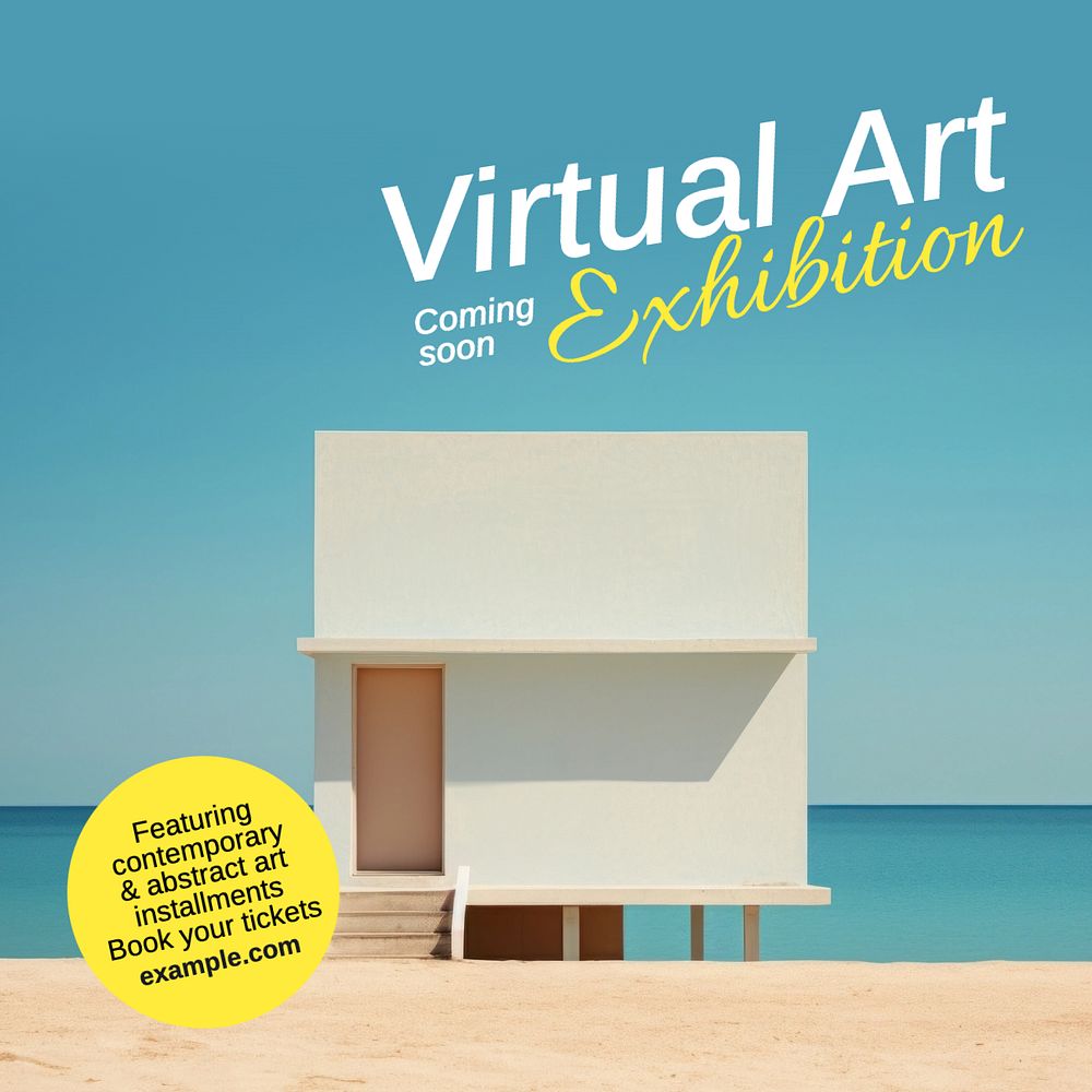 Virtual art exhibition Instagram post template, editable text