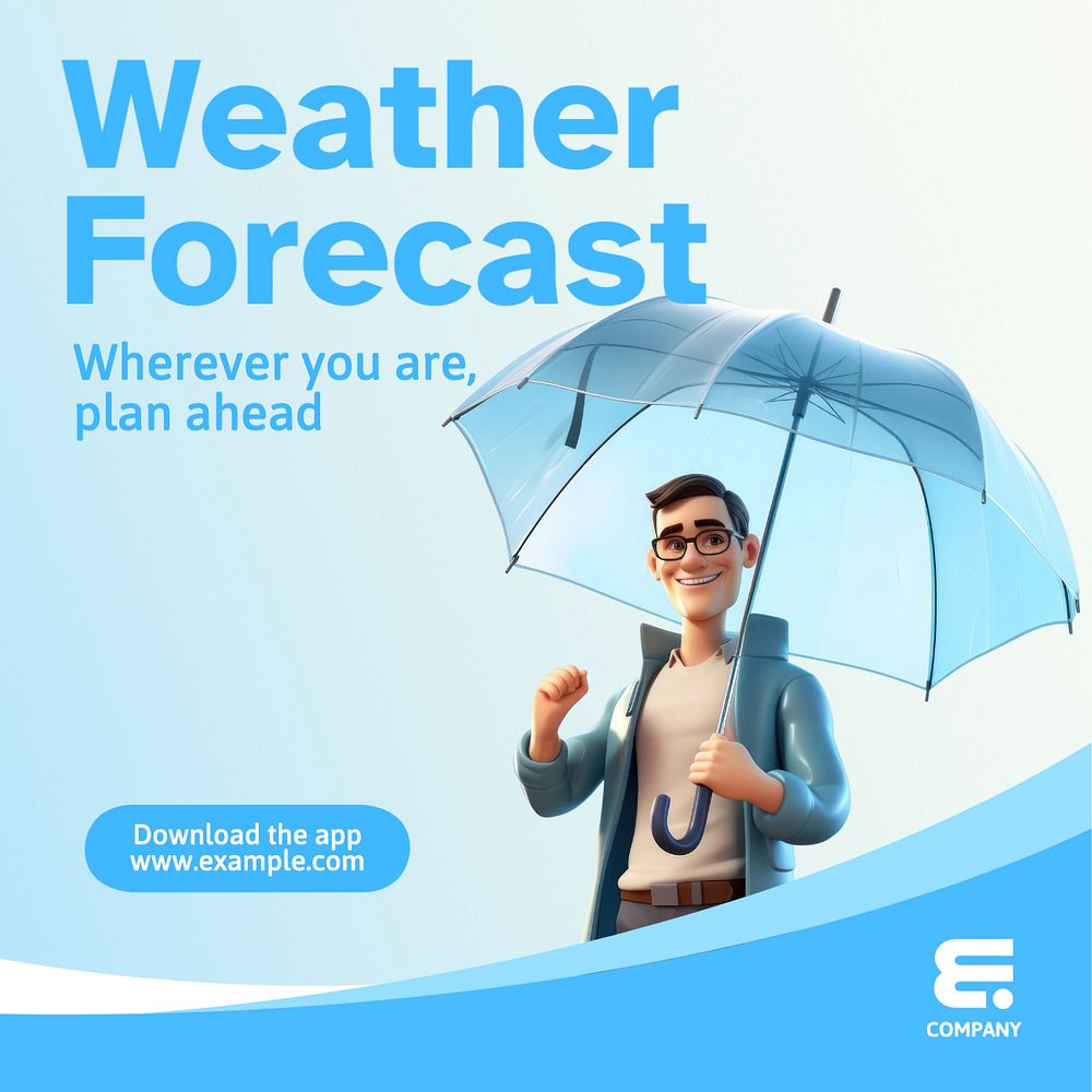 Weather forecast Instagram post template, editable text