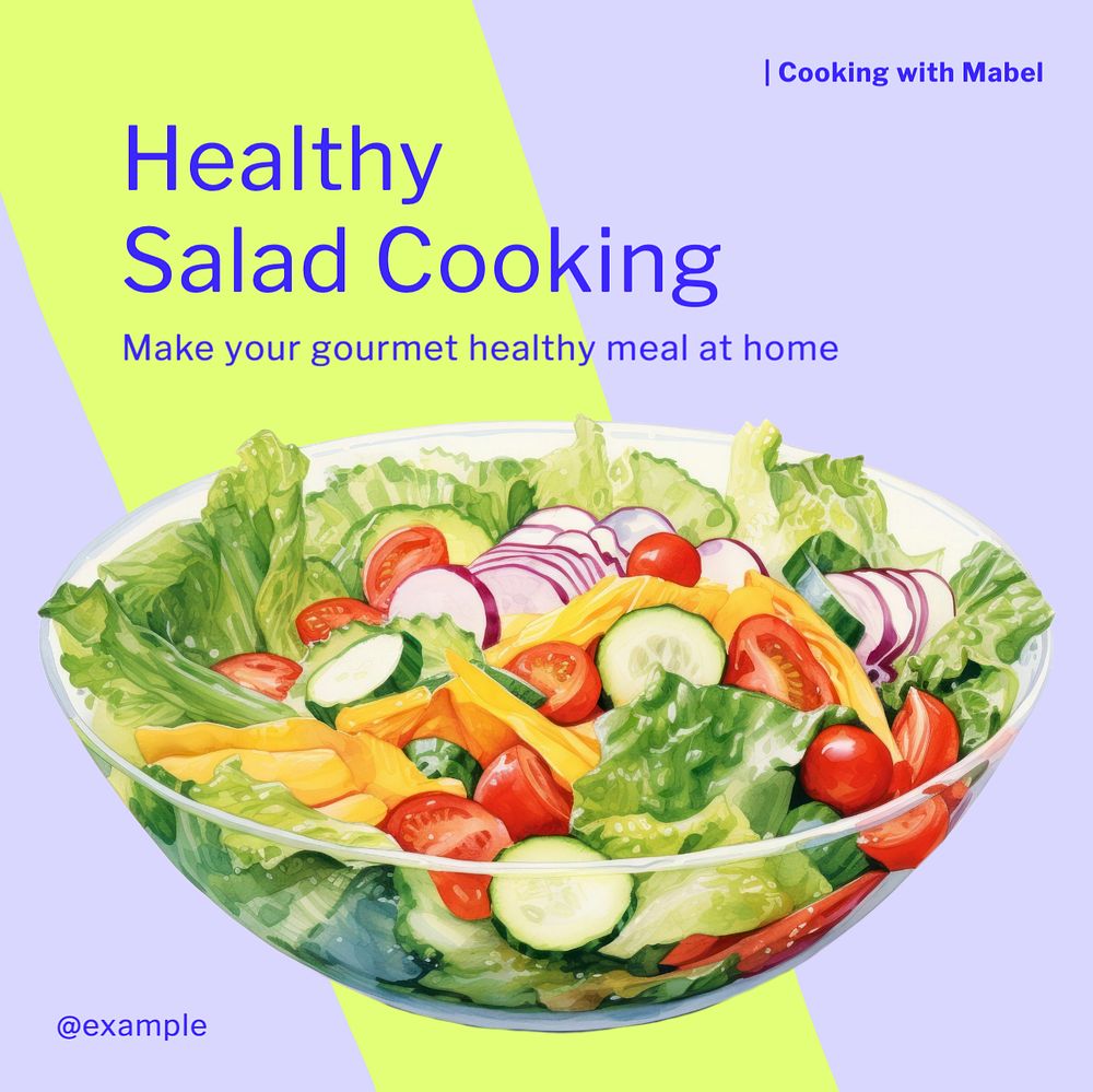 Healthy Cooking Tutorial Instagram post template, editable text