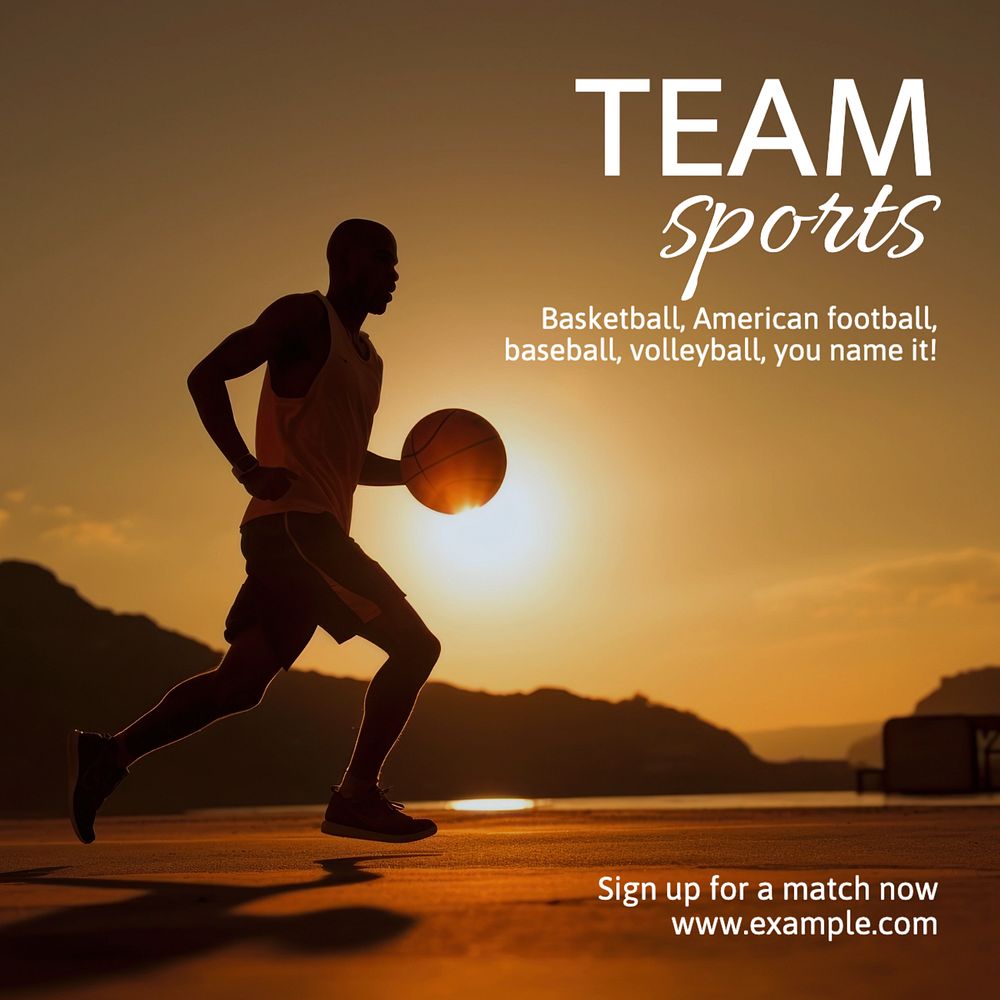 Team sports competition Instagram post template, editable text